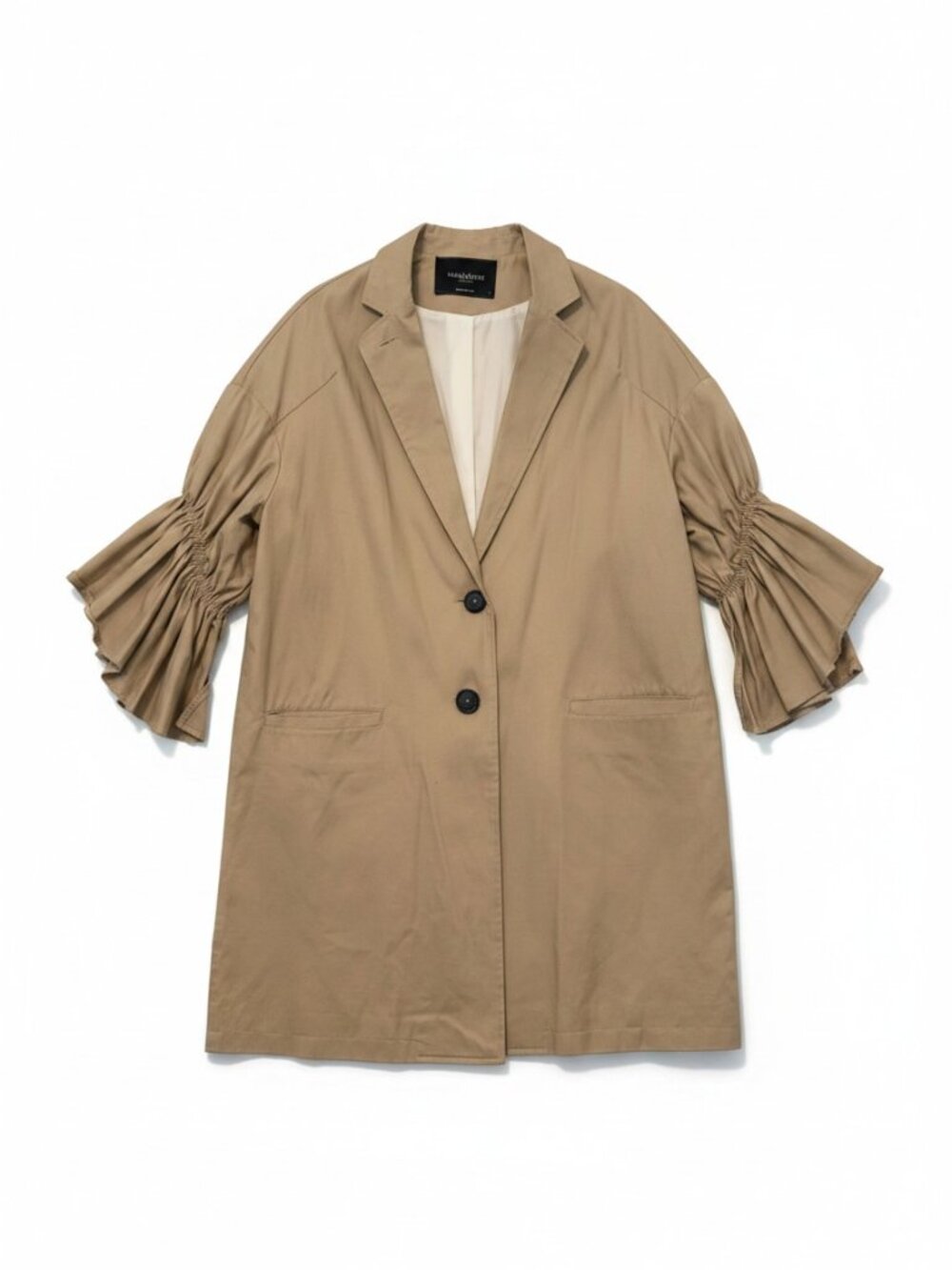 Akira Chicago Oversized Khaki Jacket with Flounce Sleeves Small